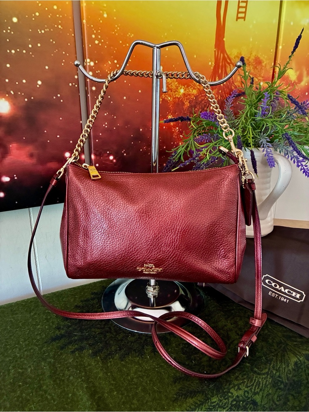 Coach Carrie Pebbled Leather Crossbody with Dustbag